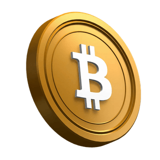 Monedă Bitcoin (BTC) poziționată oblic în zona secțiunii centrale